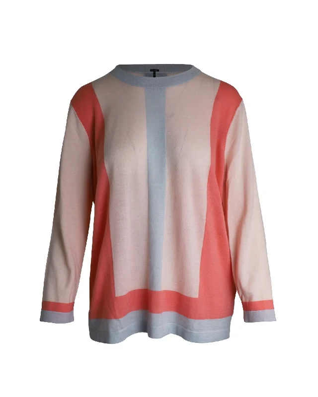 Dive Into Trendy Women's Fashion Escada Colorblock Sweater top in Multicolor Wool