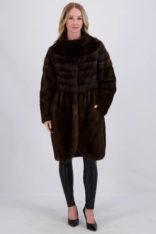 Comfort Centric Apparel MINK SHORT COAT WITH SABLE