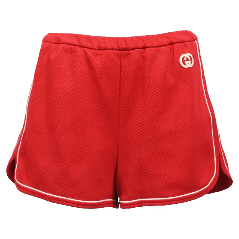 Unleash Your Fashion Gucci Interlocking G Track Shorts in Red Cotton