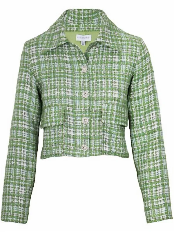 Fashion Forward Style Gilmore Tweed Jacket In Green