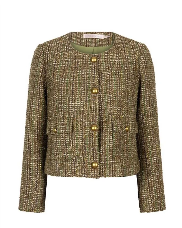 Summer Fashion Women's Tweed Blazer In Green Tweed