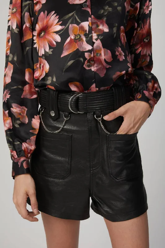 Chic Trends For The Fashion Savvy Belted Leather Shorts In Black