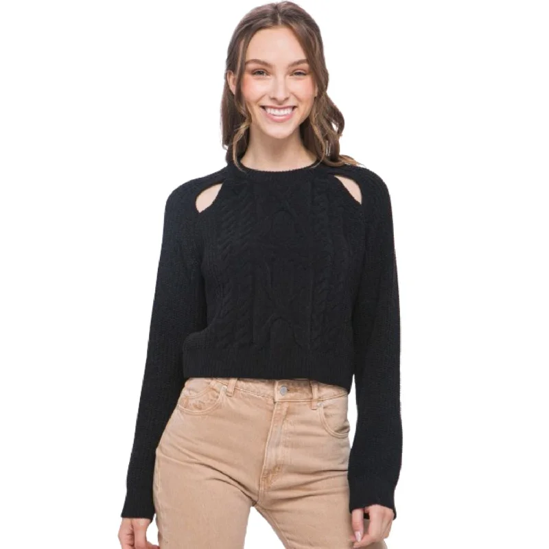 Update With Cottagecore Styles Knit Pullover Sweater With Cold Shoulder Detail