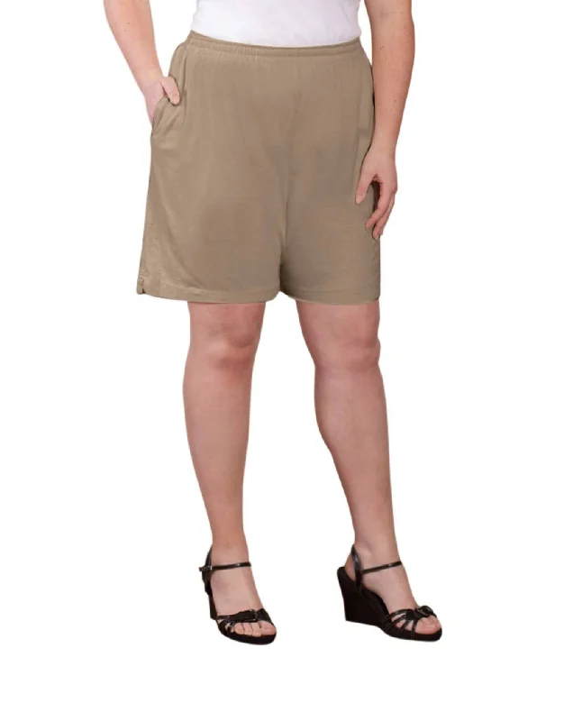 Fresh Styles, Fresh Deals Jersey Cotton Shorts - Plus In Tan