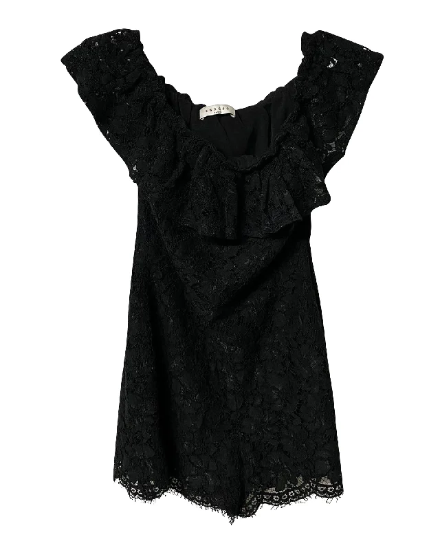 Cool Prices Sandro Off-shoulder Romper in Black Polyester