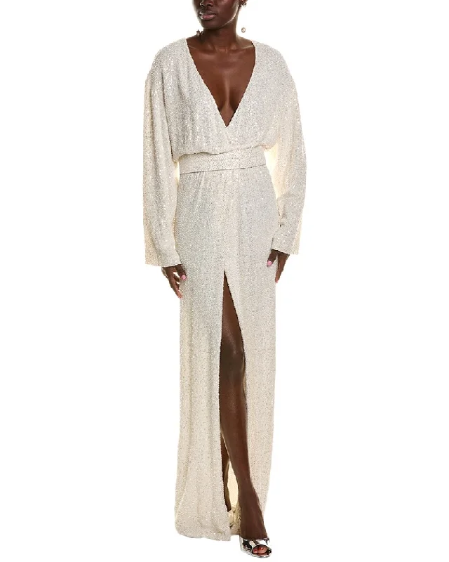 Free Spirited Fashion Michael Kors Collection Sequin Embellished Wrap Gown