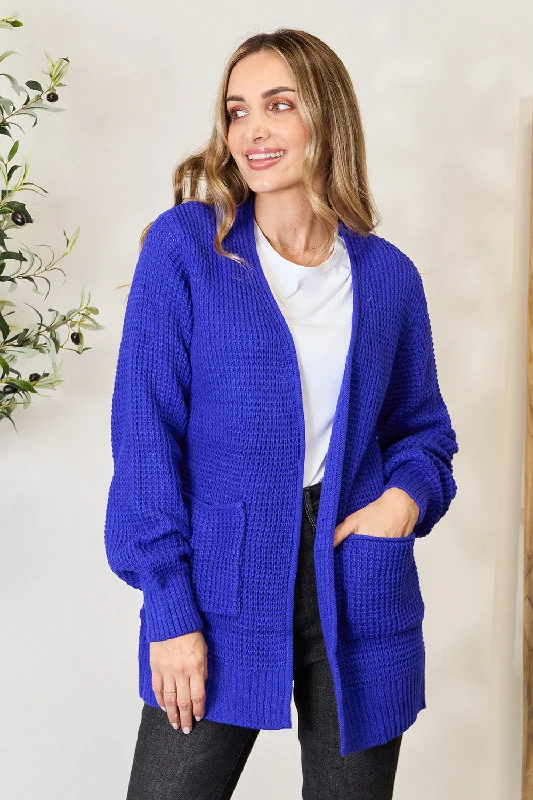 Fashion Forward Outfits Full Size Waffle-Knit Open Front Cardigan