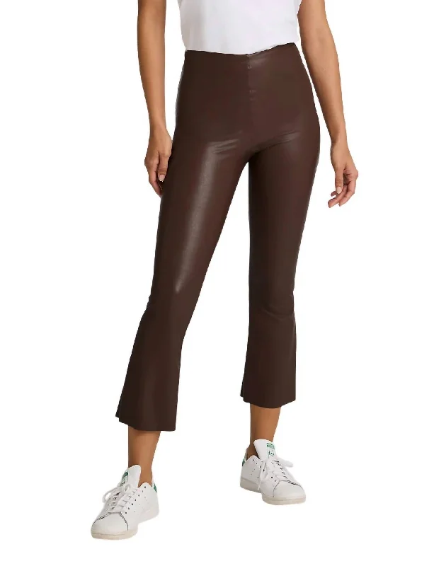 Limited Time Offer Faux Leather Crop Flare Legging In Chocolate