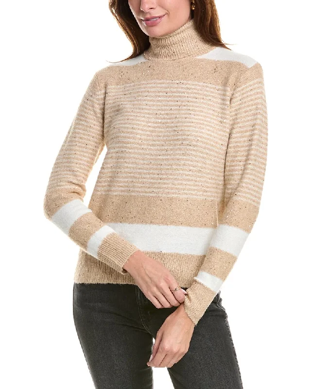 Relaxed Style YAL New York Stripe Turtleneck Sweater