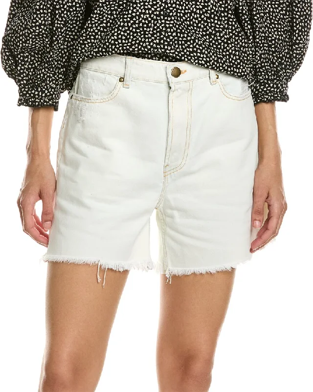 Elegant Fashion THE GREAT The Easy Cut Off White Bleach Wash Short