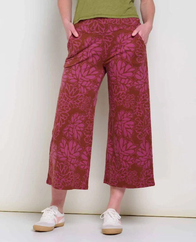 Discover Promotions Chaka Wide Leg Pant In Violet Leaf Print