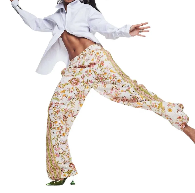 Elegant Attire For The Modern Lady Aira Schiffly Cotton Pants In Off White