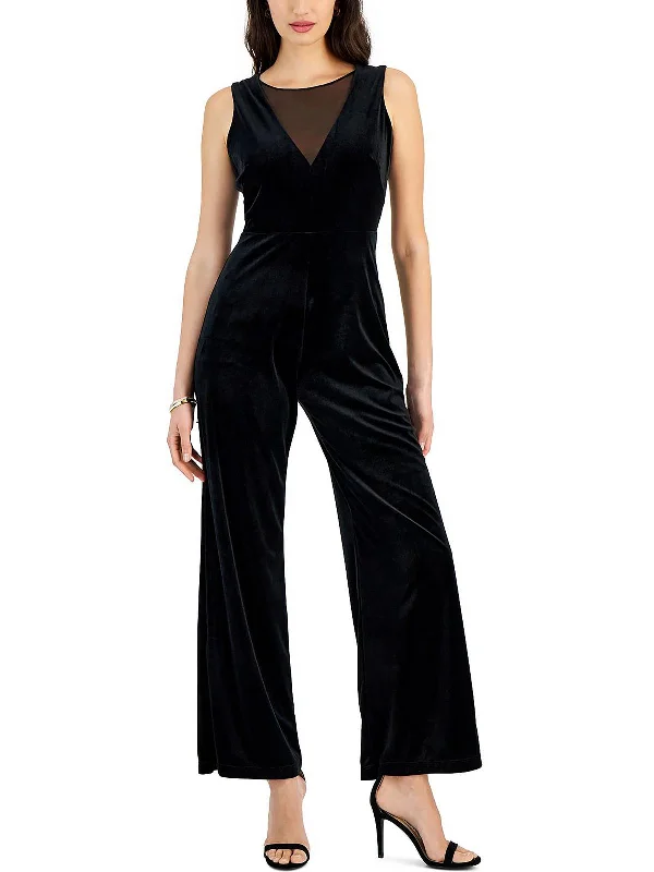 Ride The Style Wave Womens Velvet Sleeveless Velvet Jumpsuit