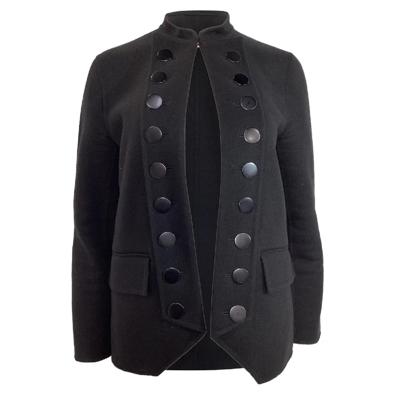 Limited Time Offer Burberry Prorsum Military Style Peacoat in Black Cashmere