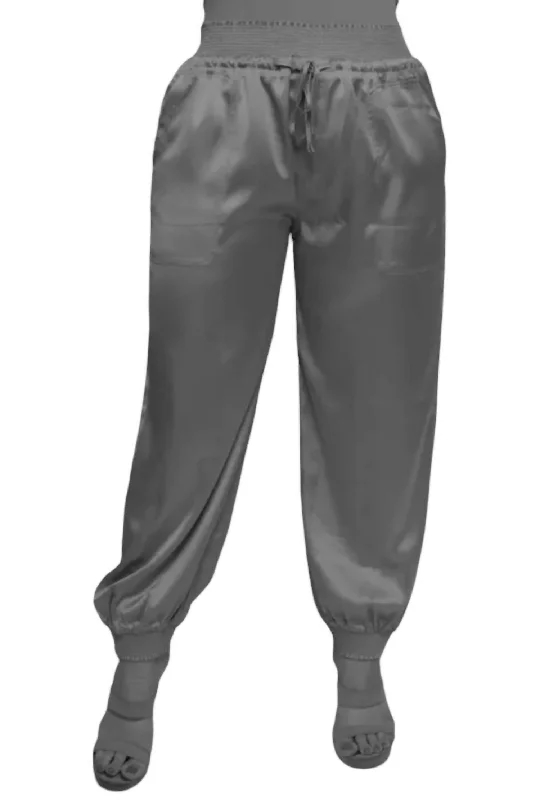 Stylish Savings Extended Size Satin Jogger In Black