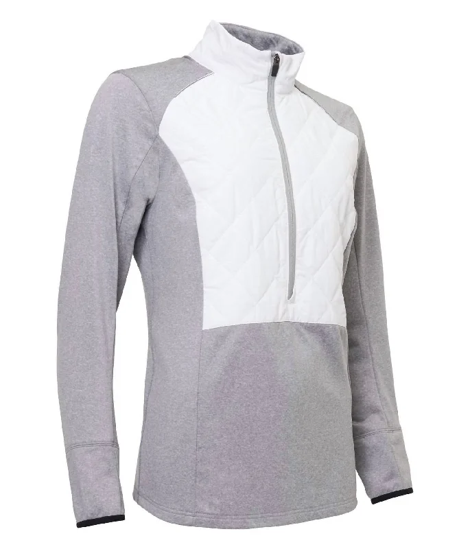 Casual Weekend Relaxed Style Women’S Troon Warm And Windproof Hybrid Half-Zip Jacket In Grey Melange