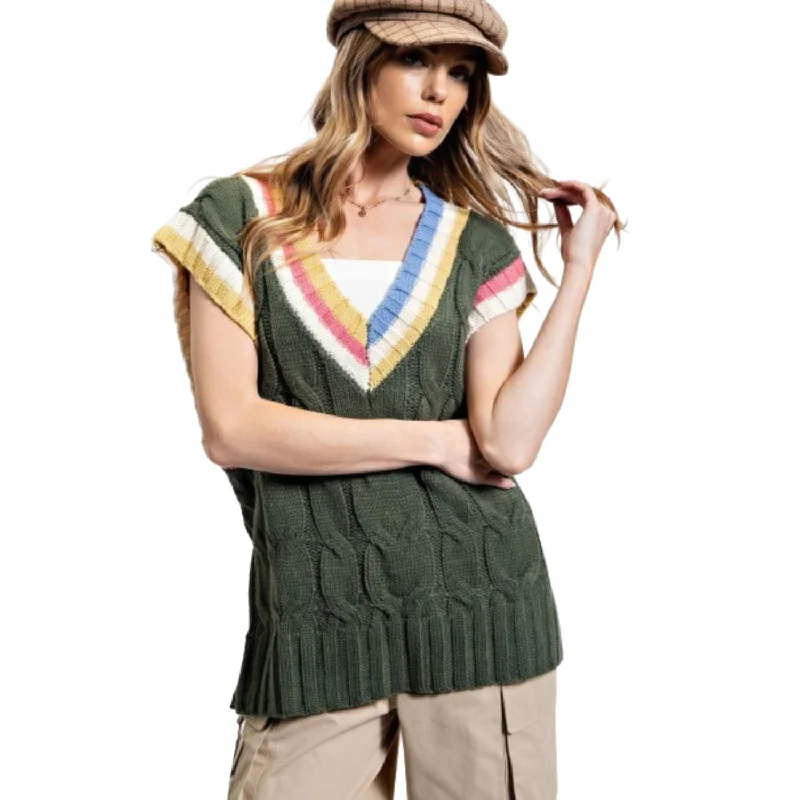 Grab Romantic Date - Night Styles Now Multi Color Knitted Sweater Vest