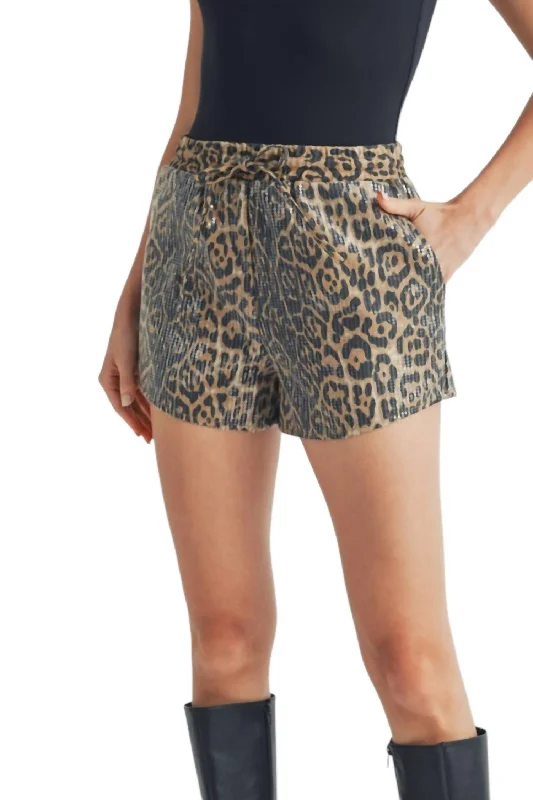 Wardrobe Upgrade Sequin Leopard Print Shorts