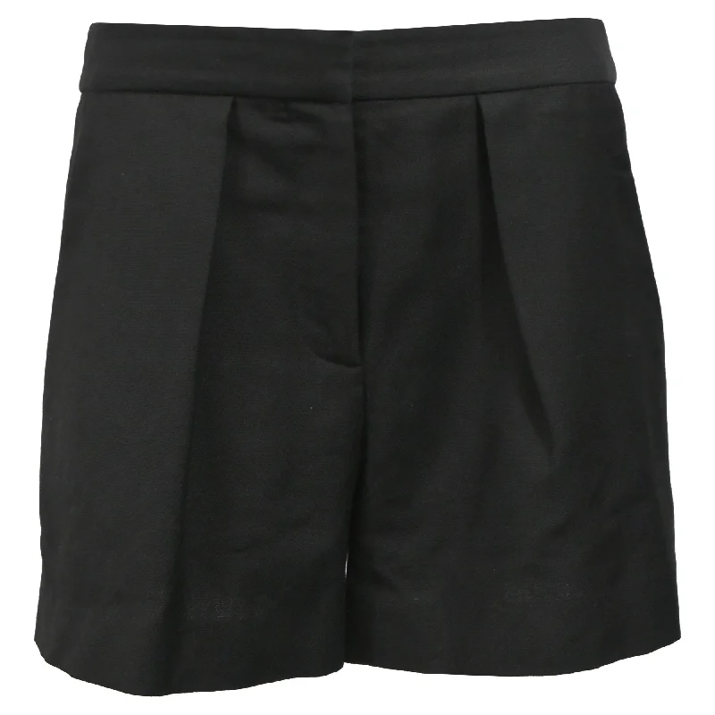 Dive Into Trendy Styles Stella Mccartney Pleated High-Rise Tailored Shorts in Black Wool