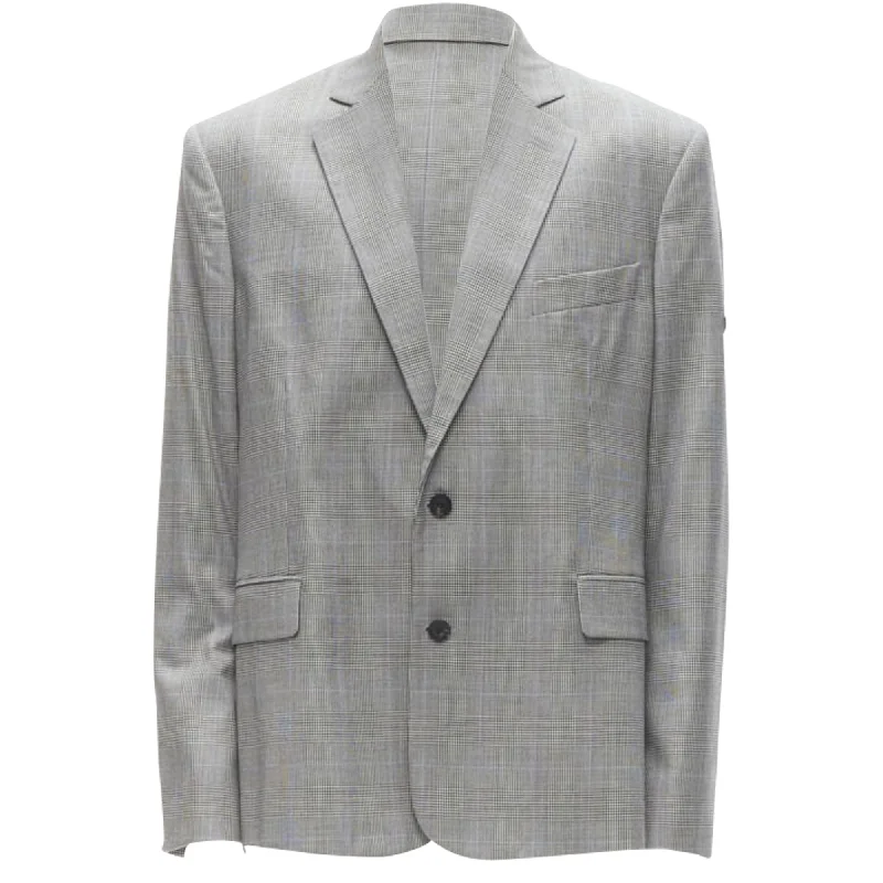 Classic Timeless Elegant Style Balenciaga Demna checked rubber logo boxy blazer