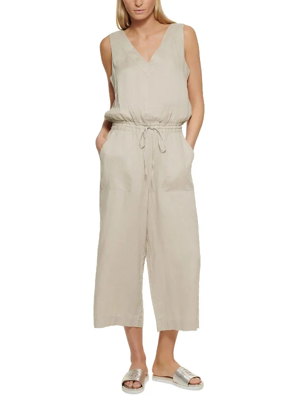 Sophisticated Fashion Womens Linen Sleeveless Jumpsuit