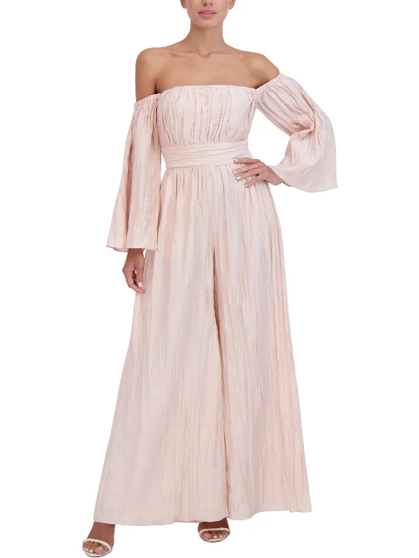 Romantic Date - Night Ensemble Womens Wide Leg Off The Shoulder Jumpsuit