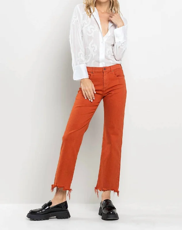 Evening Looks Mango Frayed Hem Jean In Orange