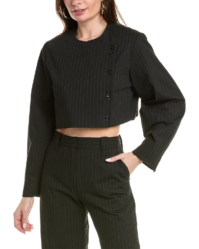 Anniversary Sale GANNI Stripe Cropped Blazer