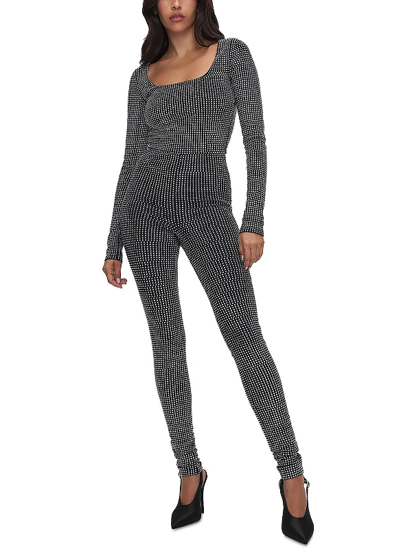 Eclectic Fashion Womens Embellished Scoop Neck Jumpsuit