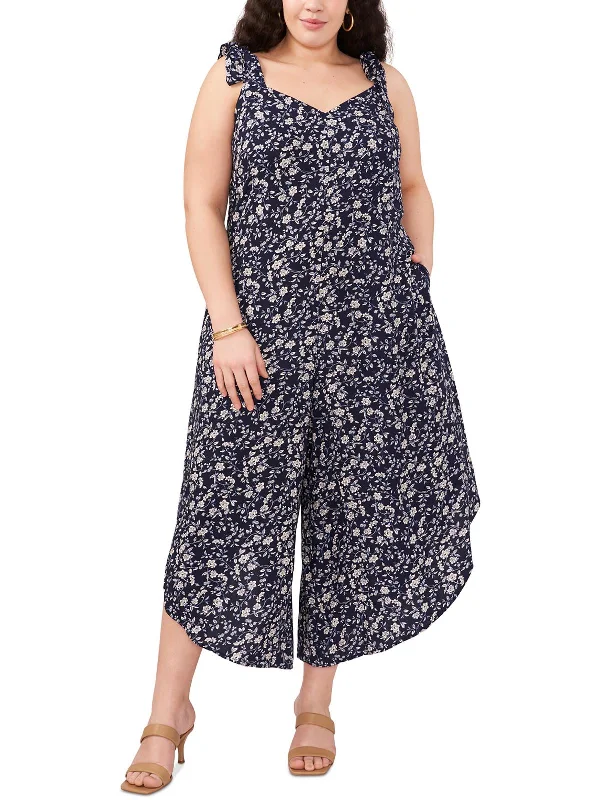 Street Style Fashion Plus Womens Floral Wide Leg Jumpsuit