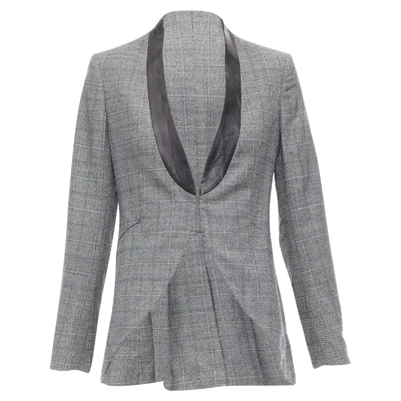 Elevate Your Wardrobe Rag & Bone Checkered Wool Leather Collar Tux Blazer