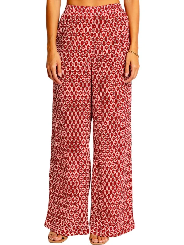 Fashion Deal Annie Wide Leg Pants In Red Geo