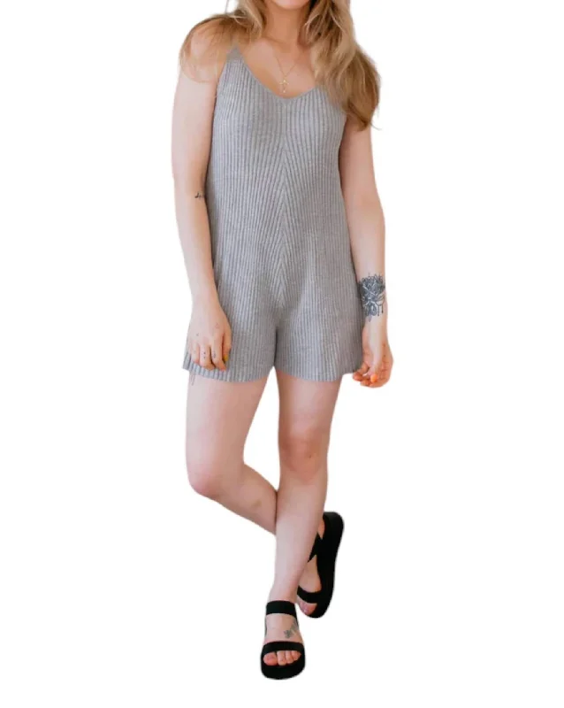 Fashion Forward Ribbed Knitted Romper In Grey