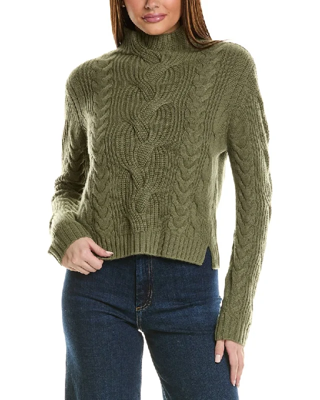 Fresh Styles, Fresh Deals Hannah Rose Chunky Cable Funnel Neck Wool & Cashmere-Blend Sweater