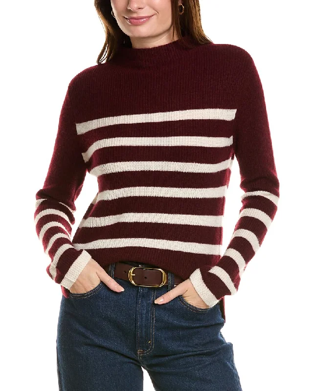 Best Sellers Forte Cashmere Stripe Funnel Neck Cashmere Sweater