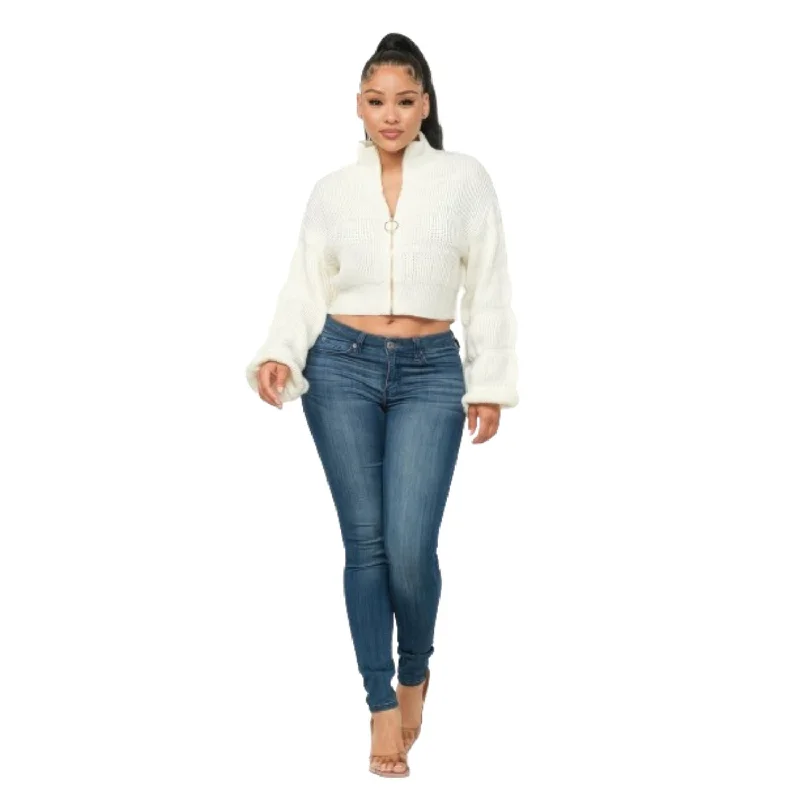 Hot Trends Sweater Top W/ Front Zipper