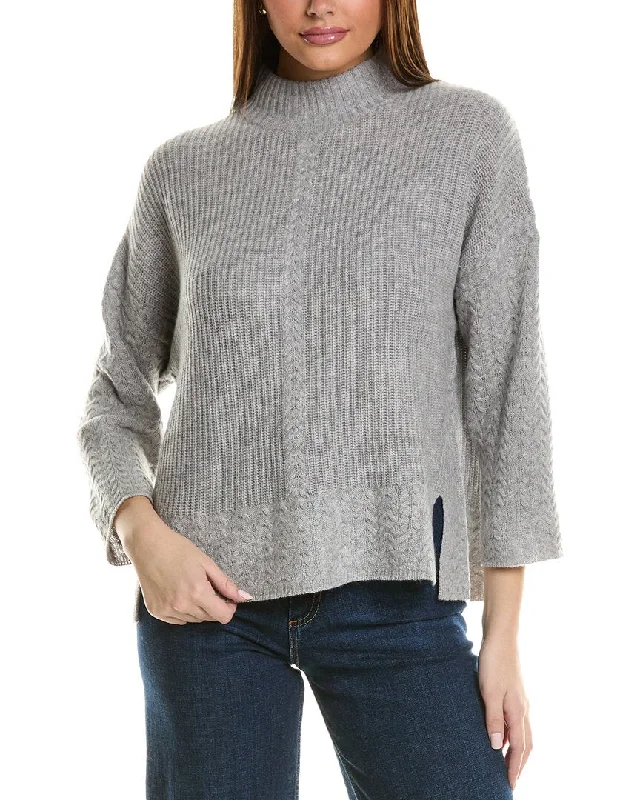 Wardrobe Refresh Hannah Rose Shaker Cable Turtleneck Wool & Cashmere-Blend Sweater