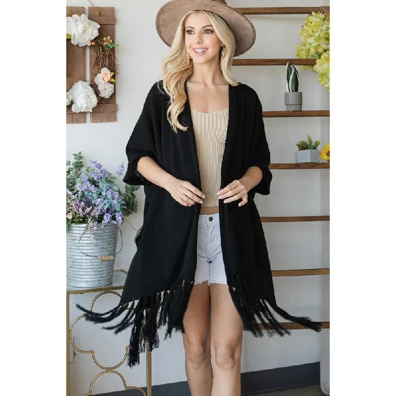 Best Sellers Draped Poncho Cardigan With String Detail