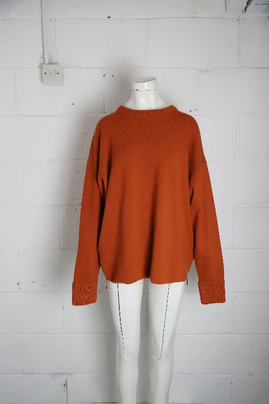 Trendy Street Style Attire Jason Wu Side-Up Crewneck Sweater in Orange Cashmere