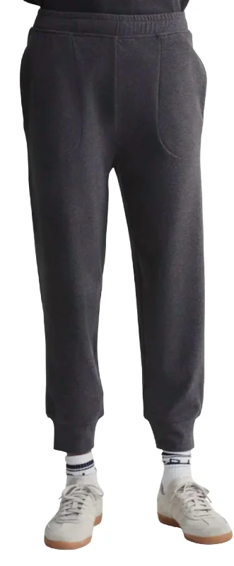 Trendy Aesthetics Brushed Rib Slim Cuff Pant 25” In Black Marl