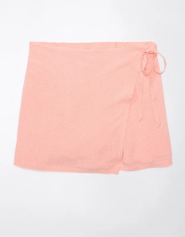 Limited Stock AE Linen-Blend Faux Wrap Skort