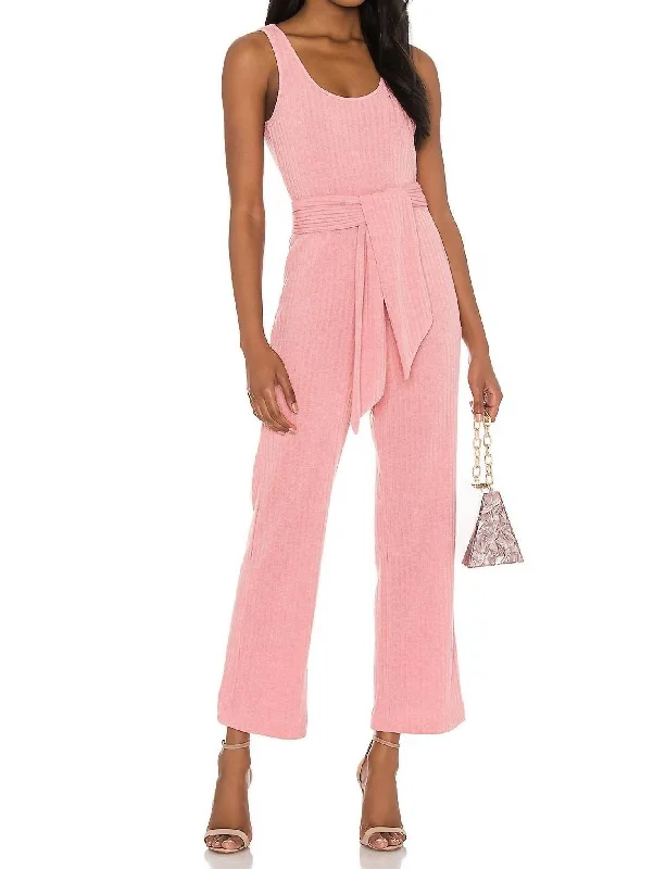 Trend Alert Molly Ribbed Jumpsuit In Pink