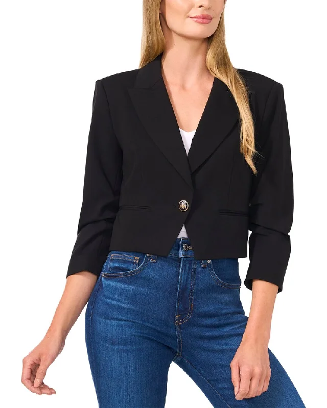 Chic And Comfortable CeCe Ruched Sleeve Cropped Notch Collar Jacket