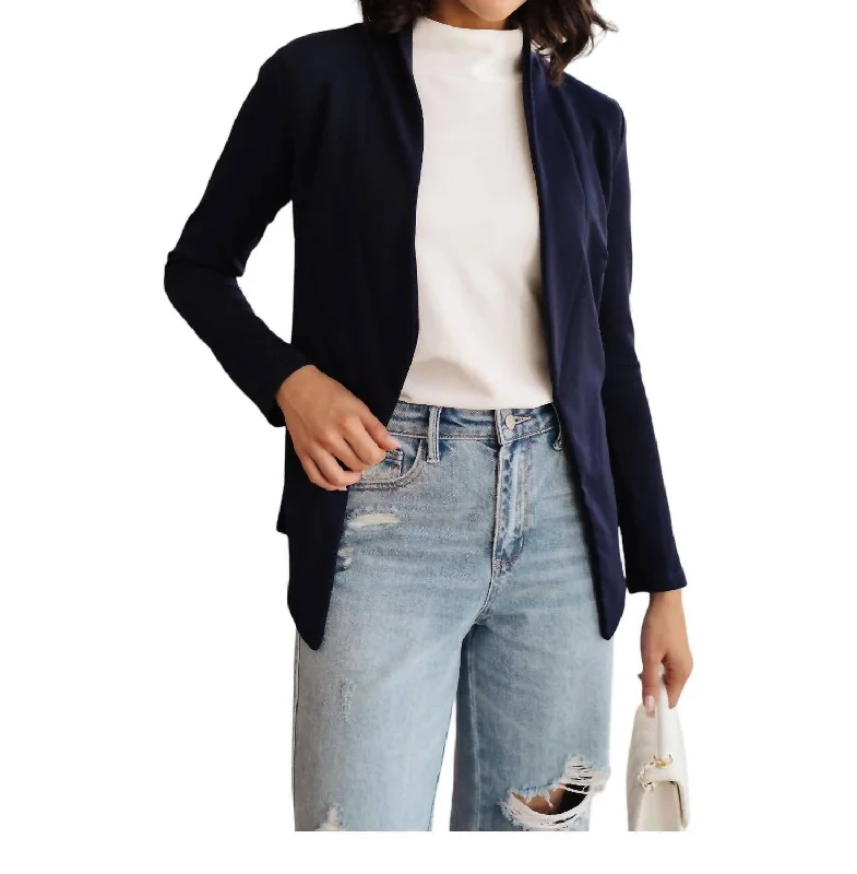 Boho - Chic Festival - Ready Style Fitted Blazer In Navy