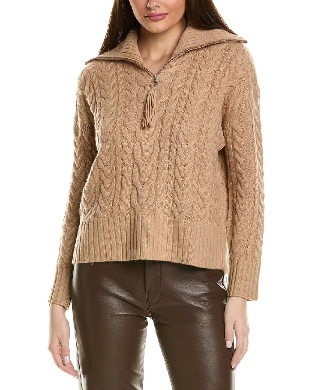 Mega Sale Hannah Rose Cable 1/2-Zip Wool & Cashmere-Blend Pullover