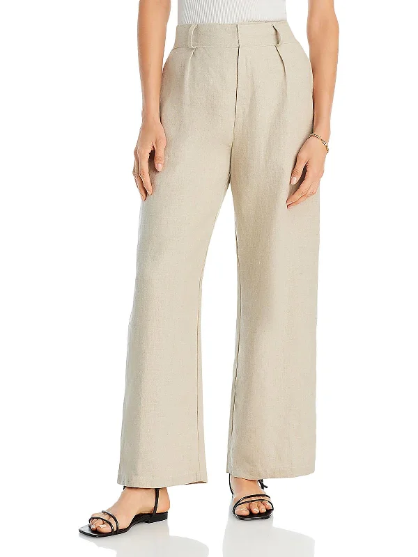 Unleash Your Trendy Side Ida Womens Linen Pleated Ankle Pants