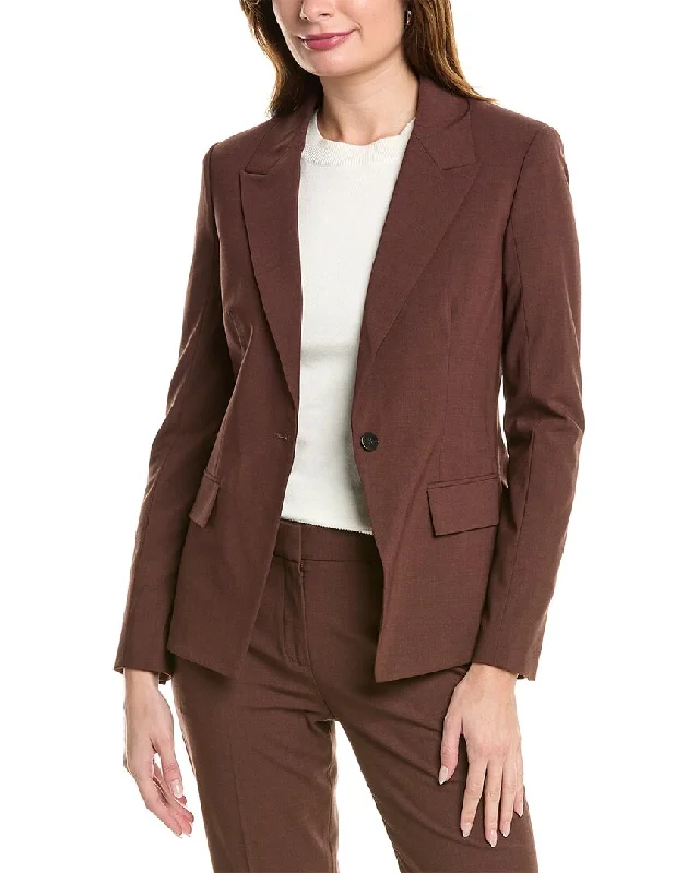 Parisian Effortless Chic Style Theory Angled Wool-Blend Blazer