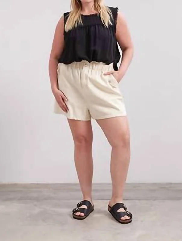 Business Casual Outfits Relaxed Paper Bag Shorts In Cream