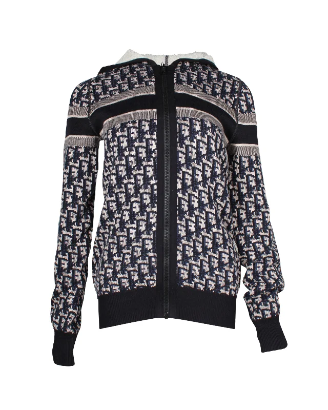 Limited Stock Dior Reversible Zipped Cardigan with Hood in Multicolor Cashmere