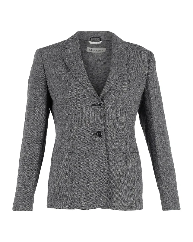 Celebrate With Big Savings Max Mara Single Breasted Blazer in Grey Cotton